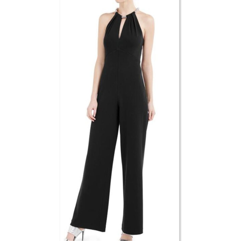 Calvin Klein Beaded Keyhole Halter Jumpsuit Size10